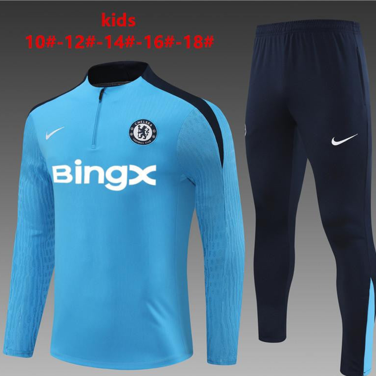 24/25 Kids Chelsea Blue Half Zipper Jacket+Long Pants
