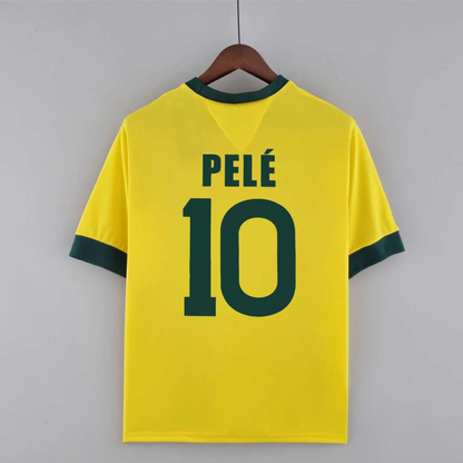 Retro 1970 Brazil Home Jersey 10#Pelé Commemorate The King Of Football